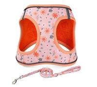 Mihqy Juego de arnés y correa para perro, arnés reflectante ajustable sin tirones para perros extra pequeños/pequeños, cachorros y gatos, arnés de malla acolchada suave para niñas y niños (naranja