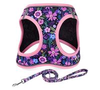 Mihqy Juego de arnés y correa para perro, arnés reflectante ajustable sin tirones para perros extra pequeños/pequeños, cachorros y gatos, arnés de malla acolchada suave para niñas y niños (rosa floral