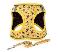 Mihqy Juego de arnés y correa para perro, arnés reflectante ajustable sin tirones para perros pequeños y medianos, cachorros y gatos, arnés de malla acolchada suave para mascotas niñas y niños (abeja