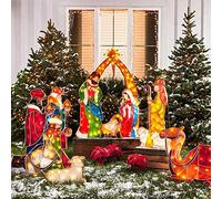 MIHTRA Belén de Navidad, Navidad Iluminado con luz LED, Escena de la Sagrada Familia para Exteriores, Patio, decoración de Navidad, Silueta, Patio, jardín, estacas Decorativas (Color : D)