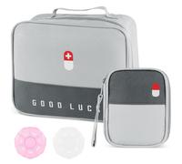 MIHURO Bolsa de 2 bolsas para farmacia de viaje con 2 tabletas, bolsa de medicamentos, resistente a la humedad, bolsa de medicamentos para la escuela, viajes, camping y senderismo (L+S)