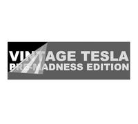 Mihutu - VINTAGE TESLA - PRE-MADNESS EDITION - aprox. 24 x 4 CM Pegatinas de vinilo para Tesla coche, Adhesivo Anti-elon Musk para Tesla de coches (Fuente blanca)