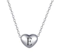 MiiFort Collar con colgante de corazón con letra inicial de la A a la Z, regalo para mujeres, hija, familia, acero inoxidable plateado, Talla única, Acero inoxidable, No es una piedra preciosa