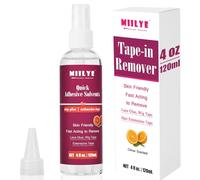 MIILYE Spray removedor de extensiones con cinta adhesiva de 120 ml, removedor de pegamento para pelucas de encaje, elimina rápidamente los residuos de extensiones de cabello de doble cara y pegamento