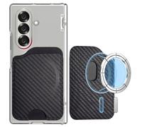 Miimall Cartera mag-Safe Movil para Samsung Galaxy S26 S25 S24 Ultra/Plus/Edge/FE/A17/A16/A56, Soporte para 2 Tarjetas, Doble Magnética, Slim Piel Magnetic Wallet para Galaxy S26 Ultra, Fibra Carbono