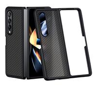 Miimall Compatible con Samsung Galaxy Z Fold 4, panel de PC translúcido mate antihuellas con borde de TPU suave, funda protectora completa ultrafina para Galaxy Z Fold 4 5G 2022 (negro carbono)