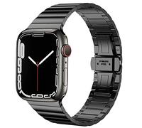 Miimall Correa Compatible con Apple Watch Series 8/7/6/5/4/3/2/1/SE/SE2, Banda de Acero Inoxidable, Pulsera de Repuesto sin Brecha, Ajustable Correa de Metal para Apple Watch 38mm 40mm 41mm, Negro