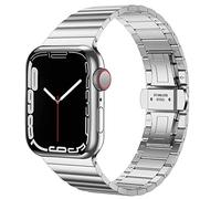 Miimall Correa Compatible con Apple Watch Series 8/7/6/5/4/3/2/1/SE/SE2, Banda de Acero Inoxidable, Pulsera de Repuesto sin Brecha, Ajustable Correa de Metal para Apple Watch 38mm 40mm 41mm, Plata
