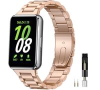 Miimall Correa de Metal Compatible con Samsung Galaxy Fit 3 Correas,Hombre y Mujeres Mate Comercio Ajustable Pulsera de Metal de Acero Inoxidable de Repuesto Correa para Samsung Galaxy Fit 3 Oro Rosa