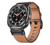 Miimall Correa de piel auténtica para Samsung Galaxy Watch Ultra 2/1 de 47 mm, correa agradable al tacto con conector de hebilla de metal, pulsera blindada resistente, correa de repuesto para Samsung