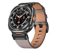 Miimall Correa de piel auténtica para Samsung Galaxy Watch Ultra 2/1 de 47 mm, correa agradable al tacto con conector de hebilla de metal, pulsera blindada resistente, correa de repuesto para Samsung