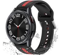 Miimall Correa de Silicona Compatible con Samsung Galaxy Watch 5/5pro/4/4 Classic/3/Active 2, 20mm Pulsera Deportiva Ligera y Suave, Correa de Repuesto para Samsung Galaxy Watch 5 44mm-Negro Rojo