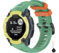 Miimall Correa Deportiva de Repuesto para 45mm Garmin Instinct E, Pulsera Adjustable de Silicona Suave y Transpirable con Herramientas, banda para Instinct E 45mm-Lluvia Verde Naranja