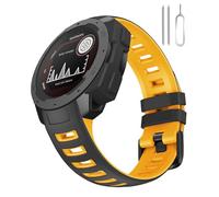 Miimall Correa resistente para Garmin Instinct 2, correa de repuesto de silicona suave para Garmin Instinct2/Instinct Solar/Tactical/Esports/Tide/Crossover/Surf (negro-amarillo)