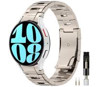 Miimall Correas de titanio para Samsung Galaxy Watch 7 Band de 44 mm y 40 mm, correa de eslabones de cadena ajustable de metal duradero para Galaxy Watch FE/7/6/5/5 Pro/4/6 Classic/4 Classic Titanium