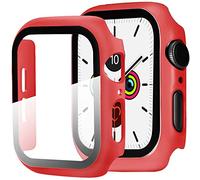 Miimall Funda Compatible con Apple Watch Series 5/4 40mm Carcasa Protector Cristal,2 en 1 PC Case Vidrio Templado Alta Sensibilidad Protector Pantalla para iWatch Series 5/4 40mm - Rojo