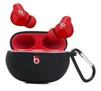 Miimall Funda compatible con Beats Studio Buds+, llavero antipérdida, LED frontal visible, funda de silicona flexible, ultrafina, a prueba de golpes, funda protectora completa para Beats Studio