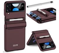 Miimall Funda compatible con Samsung Galaxy Z Flip 4 con S Pen, protección magnética de bisagra todo incluido + funda protectora de pantalla de vidrio templado para Samsung Galaxy Z Flip 4 5G 2022