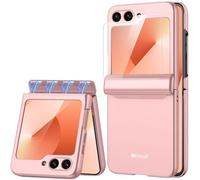 Miimall Funda de Samsung Z Flip 6, Mate Flip 6 Case con Protector de Pantalla Anti-Arañazos, Protección de Bisagra Magnética Funda Z Flip 6, Protección contra Caídas Antichoque Carcasa Z Flip 6 Rosa