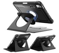 Miimall Funda Magnética para iPad Mini 7 A17 Pro 2024 / iPad Mini 6 2021, [Soporte Giratorio de 360°] [Soporte para Stylus] Rígida Antigolpes Folio Carcasa para iPad Mini 7ª / 6ª Generación, Negro