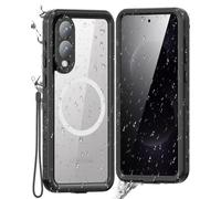 Miimall Funda Magnética para Samsung Galaxy S25 Edge con Iman, [IP68 Impermeable Sumergible] [Protector de Pantalla] Militar Antigolpes Protección de 360, Dura Estanca Carcasa para S25 Edge, Negro