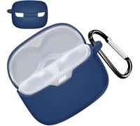 Miimall Funda para JBL Tune Buds auriculares, carcasa antigolpes de silicona, funda protectora antiarañazos, funda antideslizante con gancho para colgar, funda fina para JBL Tune Buds, azul