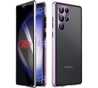 Miimall Funda para Samsung Galaxy S23 Ultra, Funda de PC [Protector de Pantalla Privacidad], [Metal de Bumper], Estuche con Lens Protector, Anticaída Carcasa para Samsung Galaxy S23 Ultra 5G-Morado