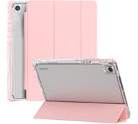 Miimall Funda para Samsung Galaxy Tab S11 11 Pulgadas 2025 con Soporte Trifold, [Soporte para S-Pen] [Auto-Reposo/Activación] Trasera Transparente Antigolpes Antiarañazos Thin Case para Tab S11, Rosa
