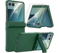 Miimall Funda para Samsung Galaxy Z Flip 7 con Bisagra y Soporte, Funda Flip 7 con Protector de Pantalla Antiarañazos, Antigolpes PC Dura Flip7 Case Rugged Rugerizada Thin Carcasa para Z Flip7, Verde