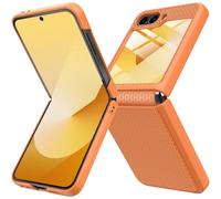 Miimall Funda para Samsung Galaxy Z Flip 7 FE/Flip 6, Protector de Pantalla Antiarañazos, Protección de Bisagra Funda ZFlip 6, Antigolpes Antichoque Bonita Carcasa Z Flip7 FE / Flip6, Naranja