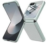 Miimall Funda para Samsung Galaxy Z Flip 7 FE/Flip 6, Protector de Pantalla Antiarañazos, Protección de Bisagra Funda ZFlip 6, Antigolpes Antichoque Bonita Carcasa Z Flip7 FE / Flip6, Verde Menta