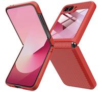 Miimall Funda para Samsung Galaxy Z Flip 7 FE/Flip 6, Protector de Pantalla Antiarañazos, Protección de Bisagra Funda ZFlip 6, Antigolpes Antichoque Bonita Carcasa Z Flip7 FE / Flip6, Rojo