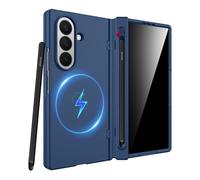 Miimall Funda para Samsung Galaxy Z Fold 7 con Lapiz y Soporte para Stylus, Magnética Funda Fold 7 con Iman, Protección Bisagra Capa Fold7 con Protector de Pantalla Antispy Carcasa para Fold7, Azul