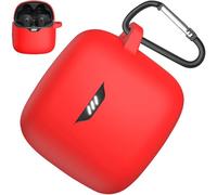 Miimall Funda protectora para JBL Tune Flex 2, carga inalámbrica, tapón antipolvo, llavero, LED visible, anticaídas, a prueba de golpes, funda de silicona para JBL Tune Flex 2, color rojo