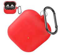 Miimall Funda protectora para Samsung Galaxy Buds 3 y 3 Pro, carga inalámbrica, enchufe antipolvo y llavero, LED visible, anticaídas, a prueba de golpes, funda de silicona - Rojo