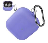 Miimall Funda protectora para Samsung Galaxy Buds 3 y 3 Pro, carga inalámbrica, enchufe antipolvo y llavero, LED visible, anticaídas y a prueba de golpes, color morado