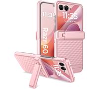 Miimall Funda y Protector de Pantalla para Motorola RAZR 60, [Soporte Ajustable] [Protección de Bisagra] para Mujer y Niña, Antigolpes Antideslizante Slim PC Rigida Carcasa para RAZR 60 2025, Rosa