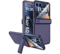 Miimall Funda y Protector Pantalla para Motorola RAZR 60, [Protección de Bisagra] [Soporte Ajustable] PC Dura Antigolpes Antiarañazos, Protección Total, Resistente Slim Carcasa para RAZR 60, Azul