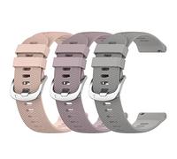 Miimall Paquete de 3 correas de silicona compatibles con Garmin Vivoactive 6/5/3/3Music, correa deportiva Forerunner 165/55/645/245, Venu/2 Plus/Sq2/Approach S12 S50 S44 S42 S40, 20mm, Acero