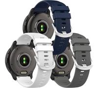 Miimall Paquete de 3 correas de silicona para Garmin Vivoactive 6/5/3, 20 mm Forerunner 570 42 mm/165/55/245/645 Sport Strap, Vivomove Trend Luxe, Venu Sq/2 Plus, Approach S12/S50/S42/S44 Banda de