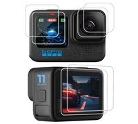Miimall Protector de pantalla para GoPro Hero 12/Hero 11/Hero 10/Hero 9 negro, protector de pantalla de vidrio templado ultra transparente + protector de lente + película frontal LCD para cámaras de