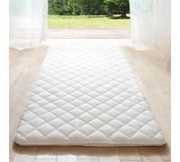MIINA Colchón de futón japonés, fabricado en Japón, tamaño matrimonial (55 x 78 pulgadas), color blanco, plegable, tumbona de suelo, tapete tatami, almohadilla de dormir enrollable, Shikibuton