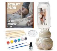 Miioto Kit Arcilla Secado al Aire, Kit Ceramica en Casa, Pottery Kit, Set de Iniciación con Herramientas de Modelado, Arcilla Blanca, Colores y Pinceles | Cumpleaños, Proyectos Creativos