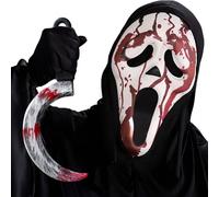 Miioto Máscara de Scream, Mascara Scary Movie, Mascara de Halloween, mascara ghostface, con Cuchillo Scream, Cosplay de Scream de Carnaval de Halloween Accesorio