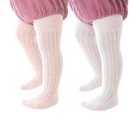 Miipat 2 Pares Medias para Niña, Bebé Medias Pantimedias Caladas Suaves y Elásticas, para Niña Pequeña Colegio, Fiesta, Baile y Ocasiones 18-24 Meses