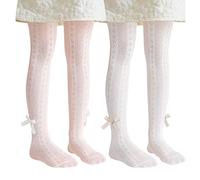 Miipat 2 Pares Medias para Niña, Bebé Medias Pantimedias Caladas Suaves y Elásticas, para Niña Pequeña Colegio, Fiesta, Baile y Ocasiones 2-4 Años