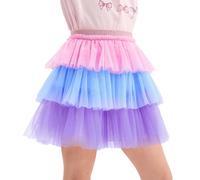 Miipat Falda Tutu para Niñas, 3 Capas Tul con Forro la Princesa Faldas de Tutú Coloridos Arcoíris Corta con Cintura Elástica para Fiesta de Cumpleaños Danza(Lila Clara, 3-4 Años)