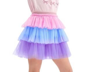 Miipat Falda Tutu para Niñas, 3 Capas Tul con Forro la Princesa Faldas de Tutú Coloridos Arcoíris Corta con Cintura Elástica para Fiesta de Cumpleaños Danza(Lila Clara, 4-5 Años)