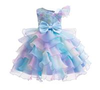 Miipat Niña Vestidos de un Hombro con Lentejuelas Princesa Sin Mangas Vestido de Dama de Honor de Boda Vestido de Tul para Fiesta 120 5-6 Años