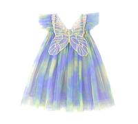 Miipat Vestido de Niña Bebé de Tul con Mariposas Vestidos Niñas Vestido Tutú de Princesa Verano Sin Mangas Bodas Fiestas de Cumpleaños para Niñas 130 5-6 Años
